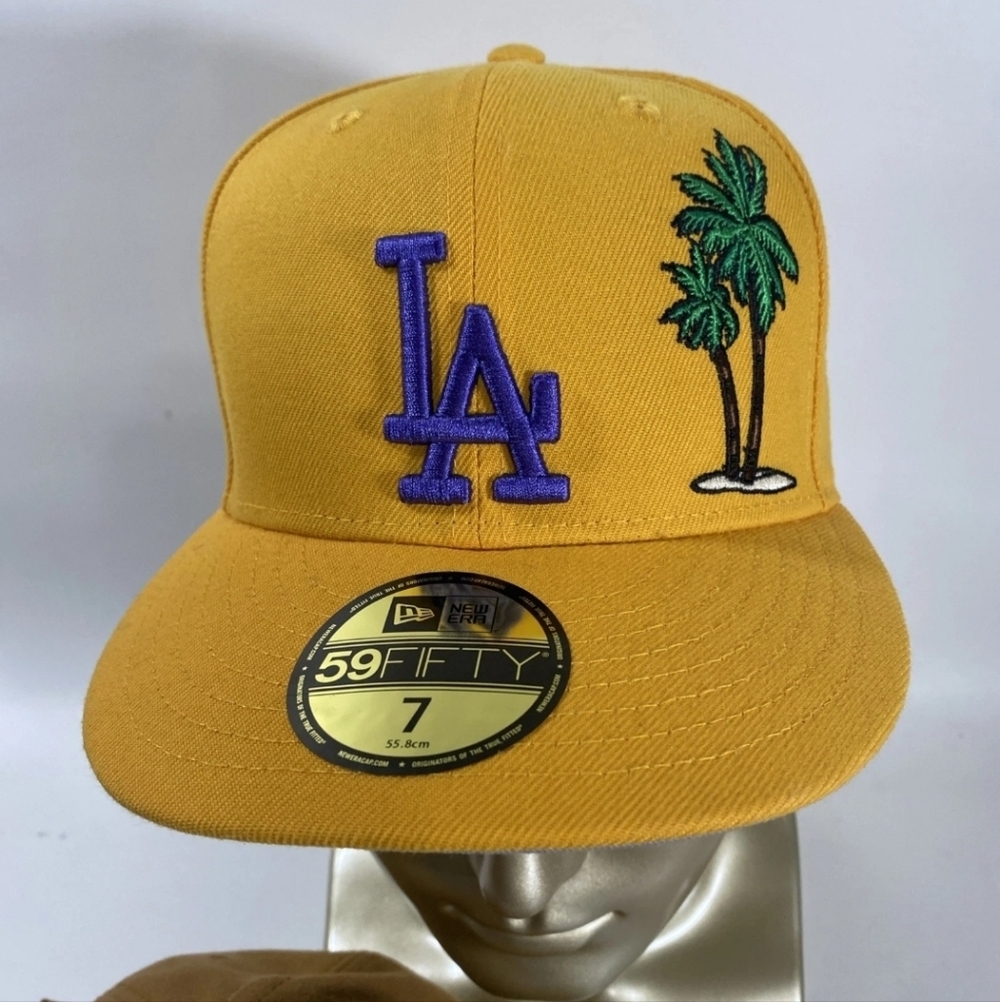 New Era LA Dodgers Baseball Hat Cap Fitted Size 7 Yellow Mustard NWT